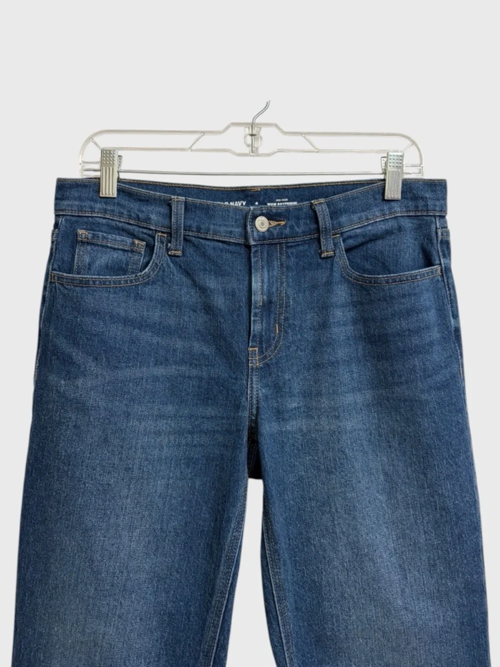 Old Navy Wow Boyfriend Straight Jeans Size 4 Mid-Rise Slouchy Dark Wash Everyday